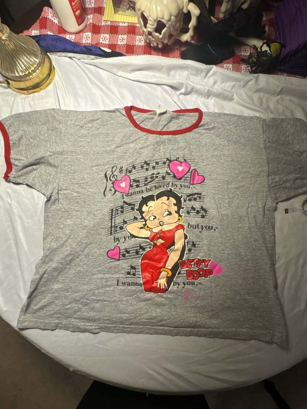 Vintage 90s Betty Boop 'I Wanna Be Loved By You' Graphic Ringer T-Shirt